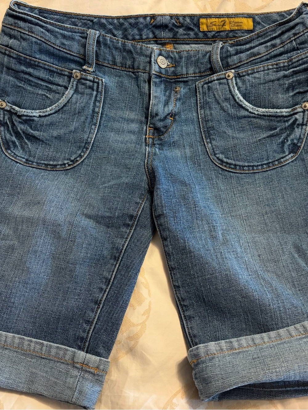 Seven7 Women’s Blue Cropped Denim Shorts